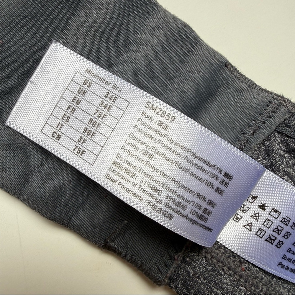 Delimira 34E Full Coverage Minimizer Bra Unlined Support Bra Heather Gray - Picture 6 of 6